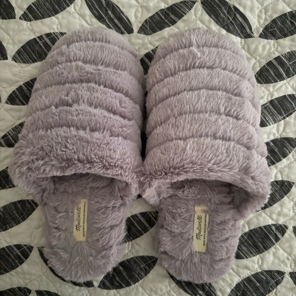 Madewell Lavender Fuzzy Slippers